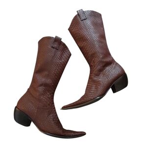 Navid O Nadia Snakeskin Embossed Western Boot Women's Size 8